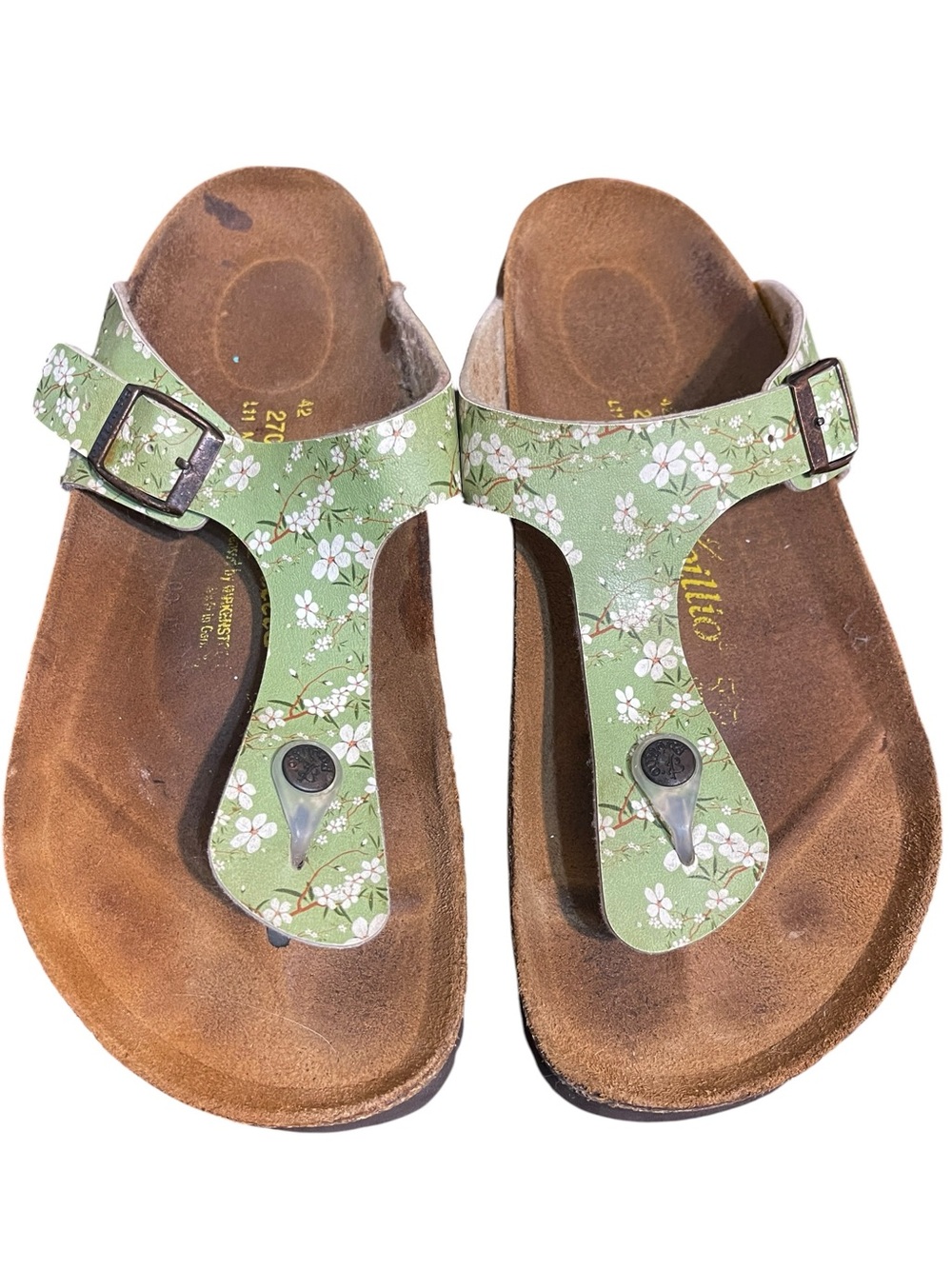 Papillio by Birkenstock Gizeh Thong Sandal in Floral Green Hippie Cottagecore 42